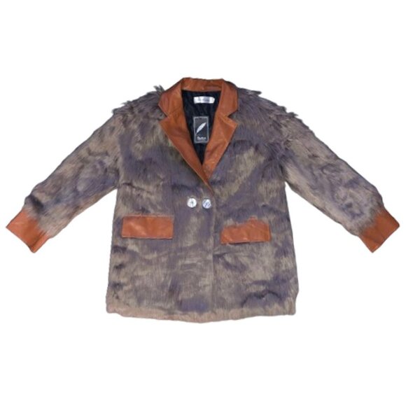 Vintage 90s old stock NWT faux fur and leather teddy hairy shaggy jacket blazer - Picture 8 of 14